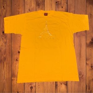 True Vintage Paris France Embroidered Eiffel Tower Shirt Yellow 90’s Oneita
